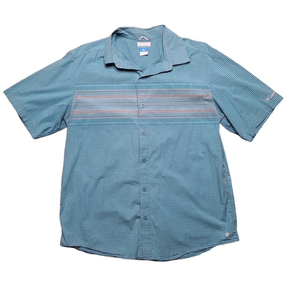 Columbia Sportswear Mens Shirt Size Large S/S Button Front Hiking Camp Vintage